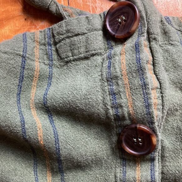 Happy Nature Kate Hudson Green Striped Linen Jumpsuit With Belt size XS - Picture 11 of 14